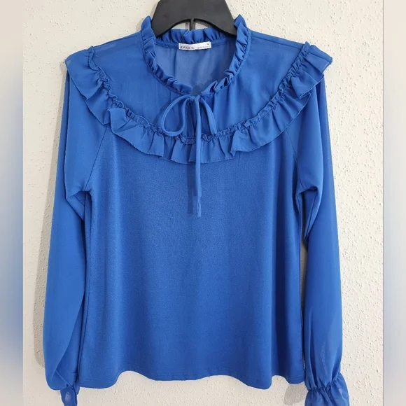 Kaily K Women's Blouse Baby Blue Long Sleeves Size M - Picture 2 of 8